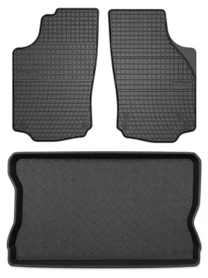 Produktbild von Gummimatten + Kofferraumwanne für Opel Corsa C 2000-2006 (Standard-Kofferraum) – Schwarz, passgenau – Wielganizator SolidPRO