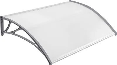 Produktbild von JOIEYOU 150 x 100 cm stříška na vchodové dveře oblouková stříška na vchodové dveře z polykarbonátu a hliníkového rámu pro garáž balkon okno dům - šedá