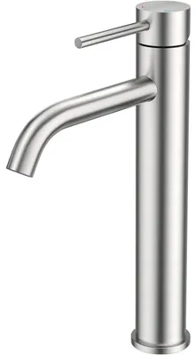 Productafbeelding van Wasbakarmatuur, badkamer, geborsteld nikkel, 190 mm uitloophoogte, mengkraan, roestvrij staal
