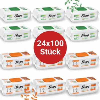 Produktbild von Sleepy Easy Clean Oberflächenreinigungstücher – 12x100 Orange + 12x100 White Soap | Universalputztücher