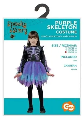 Image de Costume pour enfant, violet, squelette, taille 130/140 - Godan