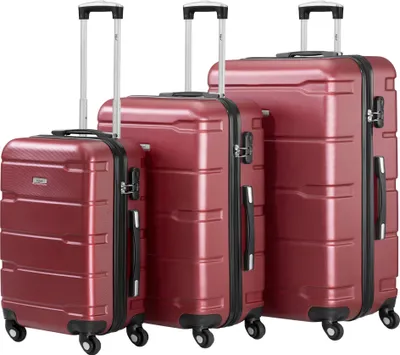 Image de Set de valises Zelsius 3 pièces, rouge, valise de voyage en ABS avec serrure à combinaison et séparateur intérieur