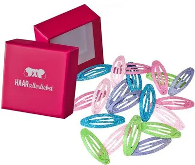 Produktbild von Ovale Haarspangen 20 Stück pastellglitzernd 5cm rosa