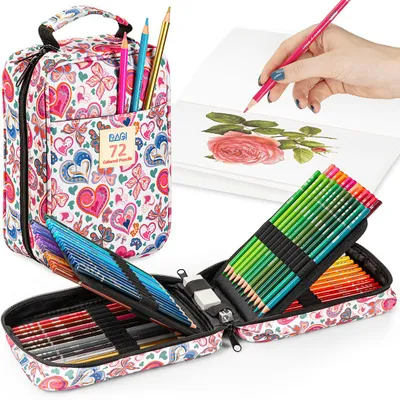 Produktbild von Schulmäppchen-Set mit 72 Buntstiften zum Malen
