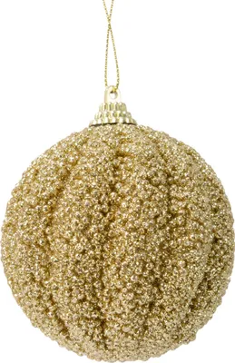 Produktbild von Weihnachtskugeln Kunststoff 8cm Glitzer geriffelt 12 Stück - Hellgold