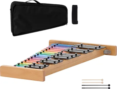 Immagine prodotto di SucceBuy glockenspiel con 27 note, xilofono di alta qualità per principianti, dotato di robusti tasti SPCC e tasti in metallo colorato, inclusi 4 mazzuoli e borsa per il trasporto, set di strumenti musicali ideale