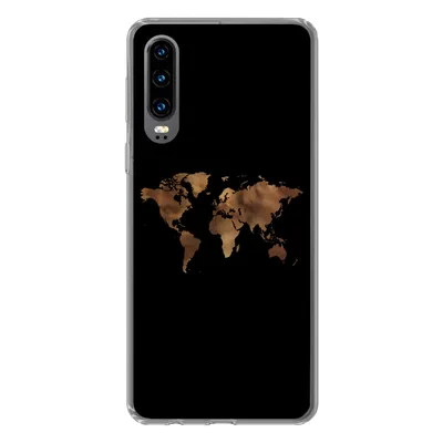 Produktbild von MuchoWow® Handyhülle Schutzhülle Hülle für Huawei P30 Weltkarte - Stoff - Karte Silikon Softcase Handy Hülle - Kartenbesitzer