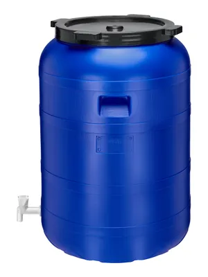 Produktbild von Garronda 200L Plastikfass BPA-freies Fass mit Hahn Universalfass Regenfass für Garten GD-0092, Blau