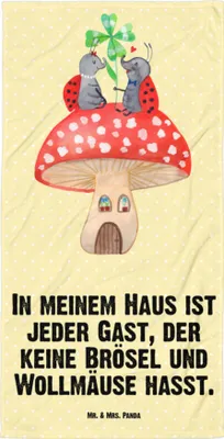 Produktbild von Mr. & Mrs. Panda Handtuch Marienkäfer Fliegenpilz - Gelb Pastell - Geschenk, Badehandtuch, Großes, Strandtuch, Lustige Sprüche, Fleigenpilzhaus, Wohnung, Duschtuch, Haus