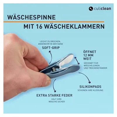 Produktbild von Kleine Wäschespinne mit 16 Klammern – Sockentrockner – Camping Wäschespinne – Mini Wäschespinne – Socken Aufhänger für Wäscheständer – Weiß mit Grün-Weiß/Weiß-Grün