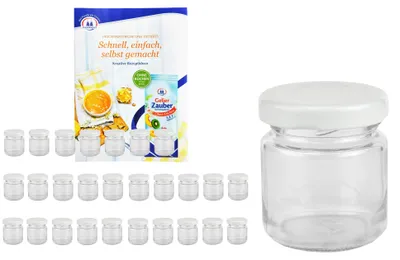 Produktbild von 28er Set Sturzglas 53 ml To 43 weißer Deckel Marmeladengläser Einmachgläser incl. Rezeptheft
