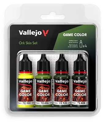 Produktbild von Vallejo 72391 - Farb-Set, Ork-Haut, 4x 18 ml -