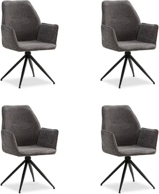 Obrázek produktu pro Homestyle4u 4 čalouněné židle otočná židle žinylka šedá židle do jídelny čalouněné křeslo křeslo područky židle