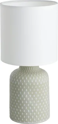 Produktbild von EGLO Tischlampe Bellariva, Tischleuchte, Nachttischlampe aus Keramik in Grau, Textil in Weiß, Wohnzimmerlampe, Lampe mit Schalter, E14 Fassung