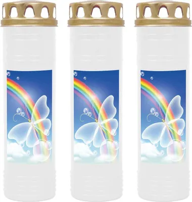 Immagine prodotto di Candela tombale bianca confezione da 3, durata di combustione: 170 ore (per candela), motivo: arcobaleno 2