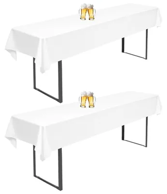 Produktbild von Biertisch Tischdecke Weiß Wasserabweisend Polyester 2 Stück 100x250cm