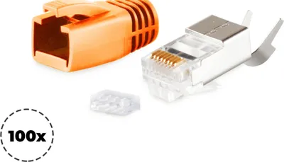 Produktbild von shiverpeaks BS72067-100O, RJ-45, Orange, Männlich, Gerade, Cat5e/6/6A/7, Gold