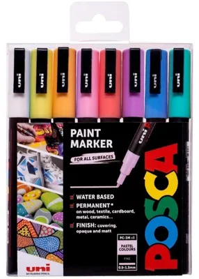 Image de POSCA marqueur unique PC-3M 0,9-1,3 mm set de 8 couleurs pastel