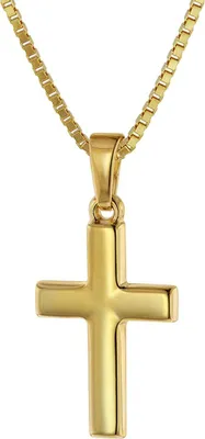trendor 75421 Kreuz für Kinder 18 mm Gold 333 / 8 K + vergoldeter Silberkette 1