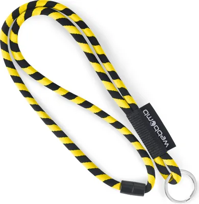 Produktbild von WEBBOMB® Tubular Lanyard gelb / schwarz rund & weich mit Sicherheitsverschluss & Schlüsselring als Schlüsselanhänger für Ausweise Handy Schlüssel