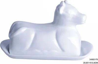 Produktbild von Porzellan Butterdose weiß in Kuhform - 24302175