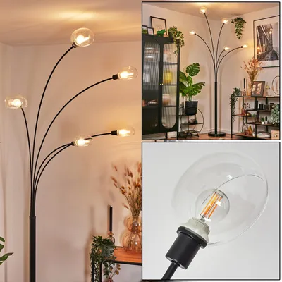 Produktbild von Suio Stehlampe aus Metall in Schwarz/Klar mit Marmorfuß