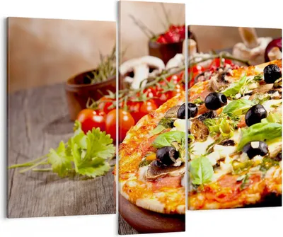 Produktbild von Bild auf Leinwand - Leinwandbild - Pizza Essen Italien Tradition - 95x80cm - Wand Bild - Wanddeko - Leinwanddruck - Bilder - Kunstdruck - Wanddekoration - Leinwand bilder - Wandkunst - CB95x80-2791