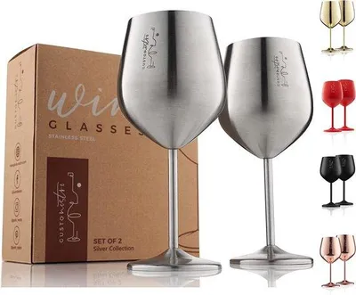 Produktbild von Famanu Weingläser aus Edelstahl - Elegante Weingläser für Zuhause und Veranstaltungen