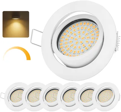 Produktbild von LED Einbaustrahler 6er Set flach weiß 5 W warmweiß (3000K) dimmbar 230V