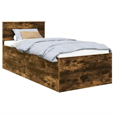 Produktbild von vidaXL Bettrahmen Geräucherte Eiche 90 x 190 cm Holzwerkstoff