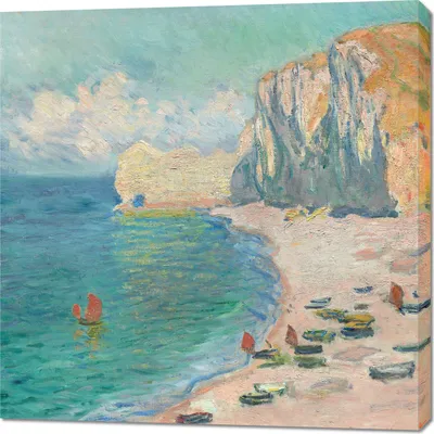 Immagine prodotto di Quadro 100x100 cm La spiaggia e la Falaise d'Amont, Monet Vintage