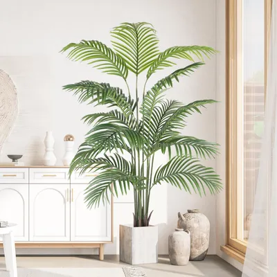 Image de Grandes plantes artificielles, 180 cm, plante artificielle très réaliste, palmier artificiel en pot, palmier Areca artificiel, décoration pour le salon, le balcon, la chambre à coucher, le bureau