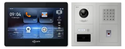 Produktbild von Goliath Premium 2-Draht GL-HB199.2 Video-Türsprechanlage, 1 Familie, 1× 7 Zoll Schwarz, Silber, Unterputz, Fingerprint/RFID/Zahlencode