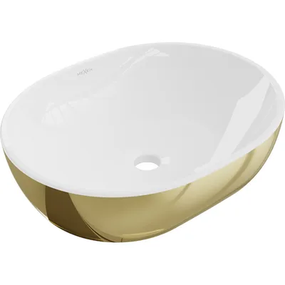 Obrázek produktu pro Mexen Viki umyvadlo na desku 48 x 35 cm, bílá/zlatý - 21054806