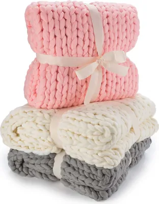Produktbild von Grob gestrickte Wolldecke 180 x 120 cm - Rosa