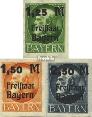 Produktbild von Briefmarken Bayern 1920 Mi 174B-176B (kompl.Ausg.) postfrisch König Ludwig mit Aufdruck
