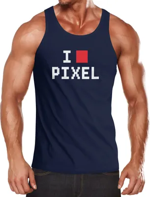 Produktbild von Herren Tanktop I Love Pixel Muskelshirt Tank Top Muscle Shirt Achselshirt Moonworks® navy XXL