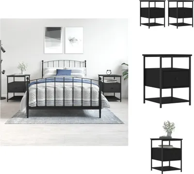 Obrázek produktu pro vidaXL Noční stolky 2 ks černé 40x42x56 cm materiál na bázi dřeva - Noční stolky