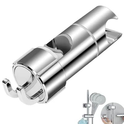 Produktbild von Duschbrause Halterung – verstellbarer Duschkopfhalter mit 2 Haken – Handbrausehalterung – universell für Badezimmer & Dusche - für Gleitstangen