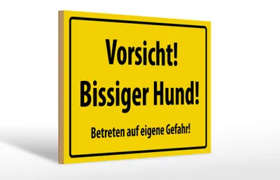 Produktbild von Holzschild Warnschild  30x20cm Vorsicht bissiger Hund