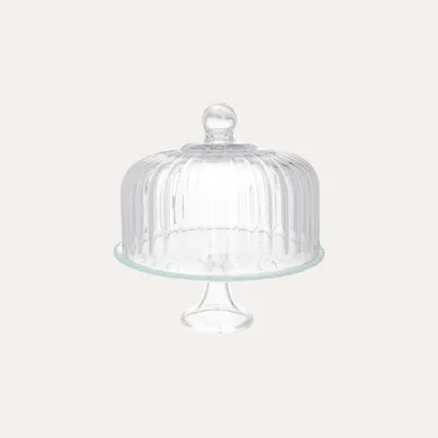 Immagine prodotto di KEYHOMESTORE | Tortiera in Vetro con Coperchio Trasparente H. 30 cm