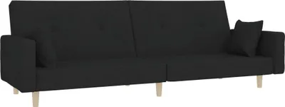 Produktbild von vidaXL Schlafsofa 2-Sitzer mit 2 Kissen Schwarz Stoff