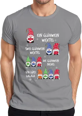 Zdjęcie produktu dla Grzane Wino Gnom Elf Śmieszny - Świąteczny Prezent Świąteczny Koszulka Męska, Szary, XXL