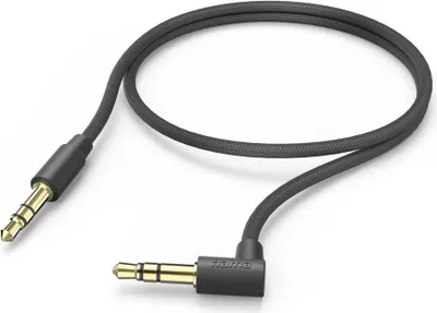 Immagine prodotto di HAMA Cavo ausiliario jack 3,5 mm - jack 3,5 mm, spina angolata a 90°, 0,5 m, nero (00201527)