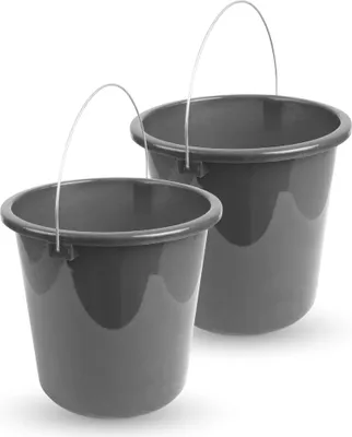 Produktbild von Eimer (2 Stück) Haushaltseimer, 10 Liter, in vers. Farben, Putzeimer aus Stabilem Kunststoff, lebensmittelecht, BPA-frei,  EU (Anthrazit)