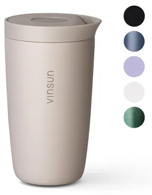 Produktbild von Thermobecher Edelstahl 350ml Deckel Kaffee Becher isoliert Travel Mug Tee Vinsun