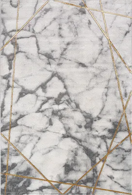 Immagine prodotto di Tappeto soggiorno a pelo corto Moderno Motivo astratto Effetto marmo Grigio Oro Dimensioni 120x170 cm