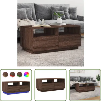 Immagine prodotto di The Living Store Tavolino con luci LED Look rovere marrone 90x49x40 cm