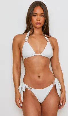 Produktbild von Moda Minx Bikini Hose Lumiere Amour mit seitlicher Bindung und Steinbesatz White L