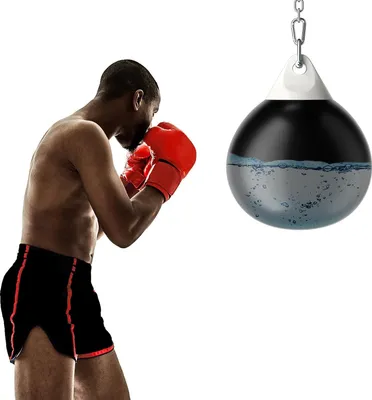 Immagine prodotto di COSTWAY Sacco da boxe ad acqua Ø45 cm, sacco da boxe da 50 kg con catena metallica regolabile, fibbie di sicurezza e tubo dell'acqua, sacco da boxe per adulti e bambini nero